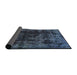 Sideview of Abstract Azure Blue Modern Rug, abs5634