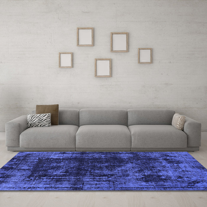 Machine Washable Abstract Blue Modern Rug in a Living Room, wshabs5634blu
