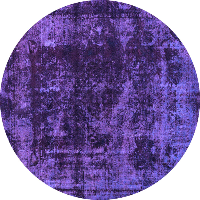 Round Machine Washable Abstract Purple Modern Area Rugs, wshabs5634pur