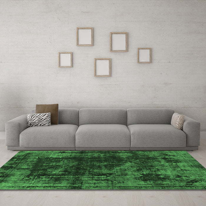 Machine Washable Abstract Emerald Green Modern Area Rugs in a Living Room,, wshabs5634emgrn