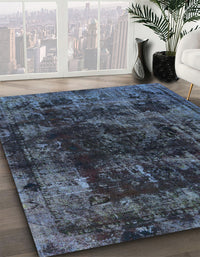 Abstract Azure Blue Modern Rug, abs5634