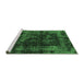 Sideview of Machine Washable Abstract Emerald Green Modern Area Rugs, wshabs5634emgrn