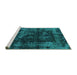 Sideview of Machine Washable Abstract Turquoise Modern Area Rugs, wshabs5634turq