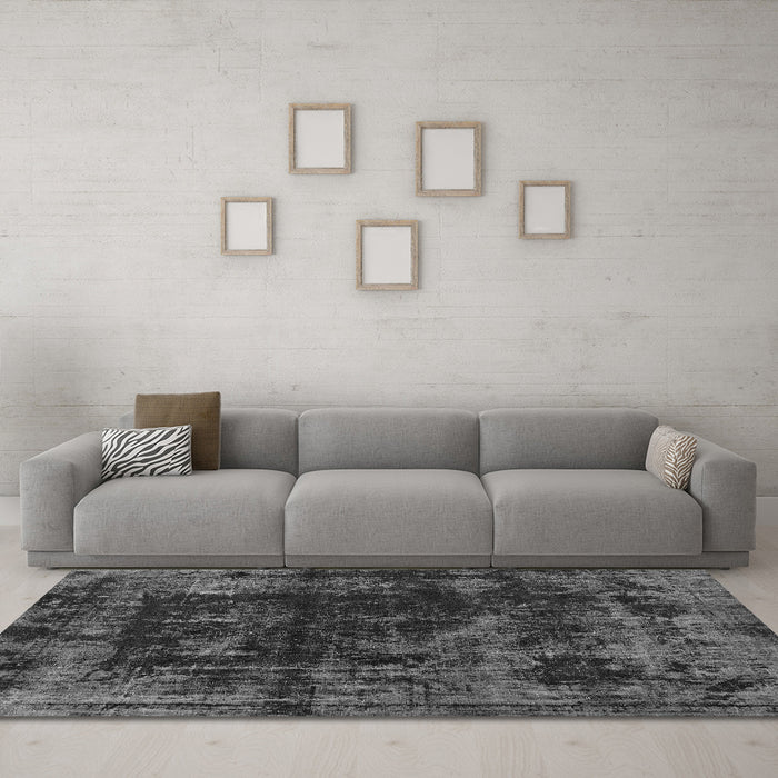 Machine Washable Abstract Gray Modern Rug in a Living Room,, wshabs5634gry