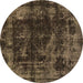 Round Abstract Brown Modern Rug, abs5634brn