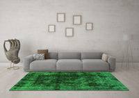 Machine Washable Abstract Green Modern Rug, wshabs5634grn