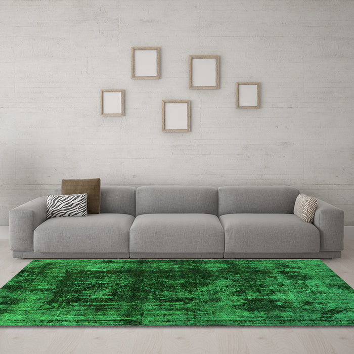 Machine Washable Abstract Green Modern Area Rugs in a Living Room,, wshabs5634grn
