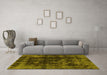 Machine Washable Abstract Yellow Modern Rug in a Living Room, wshabs5634yw