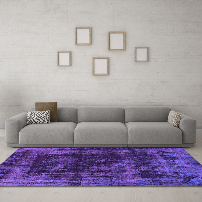 Machine Washable Abstract Purple Modern Area Rugs in a Living Room, wshabs5634pur