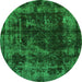 Round Abstract Green Modern Rug, abs5634grn