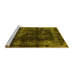 Sideview of Machine Washable Abstract Yellow Modern Rug, wshabs5634yw