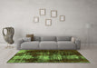 Machine Washable Abstract Green Modern Area Rugs in a Living Room,, wshabs5635grn