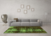 Machine Washable Abstract Green Modern Rug, wshabs5635grn