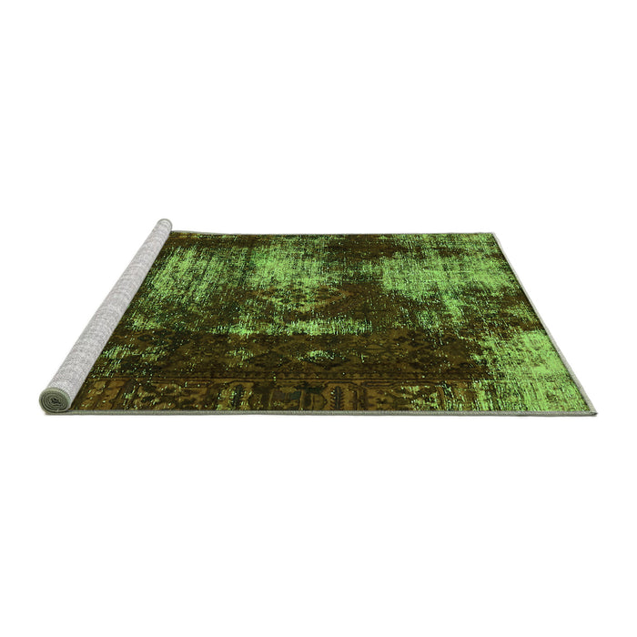 Sideview of Machine Washable Abstract Green Modern Area Rugs, wshabs5635grn