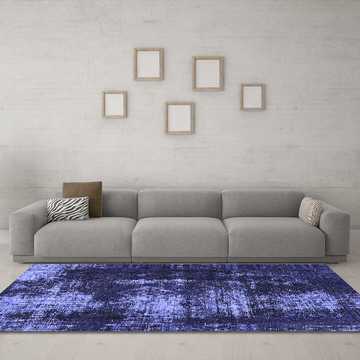 Machine Washable Abstract Blue Modern Rug in a Living Room, wshabs5635blu