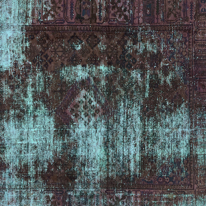 Square Machine Washable Abstract Turquoise Modern Area Rugs, wshabs5635turq