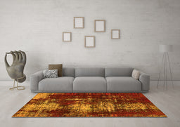 Machine Washable Abstract Yellow Modern Rug in a Living Room, wshabs5635yw