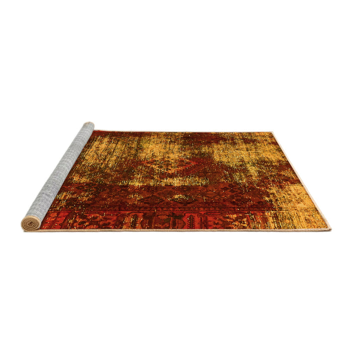 Sideview of Machine Washable Abstract Yellow Modern Rug, wshabs5635yw