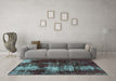 Machine Washable Abstract Turquoise Modern Area Rugs in a Living Room,, wshabs5635turq