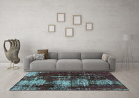 Machine Washable Abstract Turquoise Modern Rug, wshabs5635turq