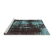 Sideview of Machine Washable Abstract Turquoise Modern Area Rugs, wshabs5635turq