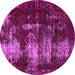 Round Machine Washable Abstract Pink Modern Rug, wshabs5635pnk