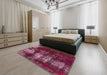 Machine Washable Abstract Pink Rug in a Bedroom, wshabs5635