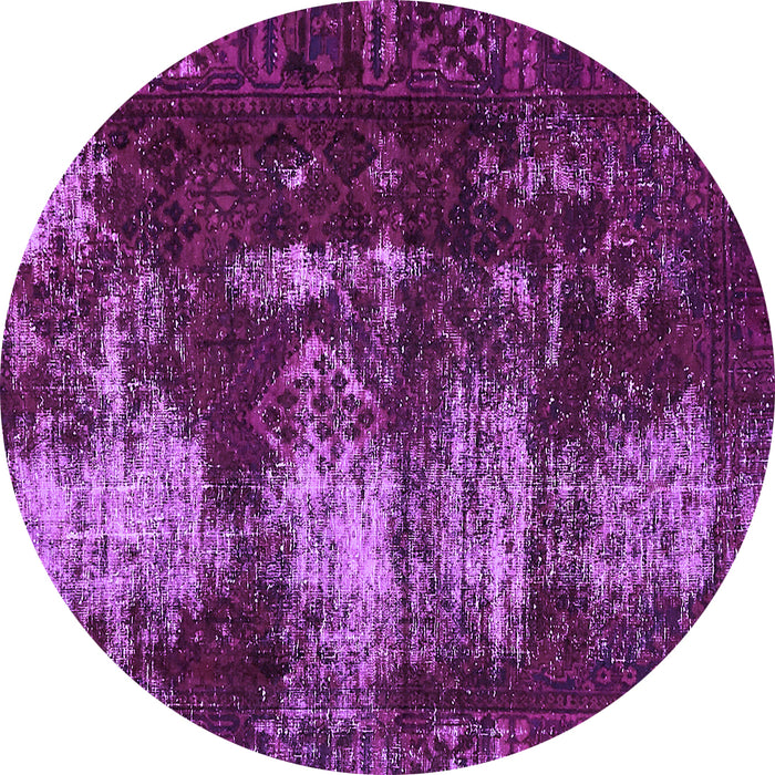 Round Machine Washable Abstract Purple Modern Area Rugs, wshabs5635pur