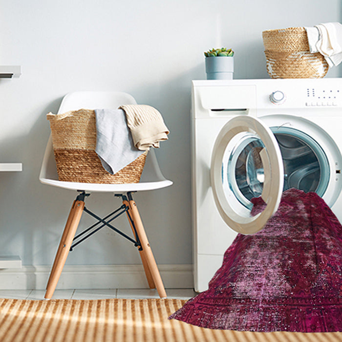 Machine Washable Abstract Pink Rug in a Washing Machine, wshabs5635