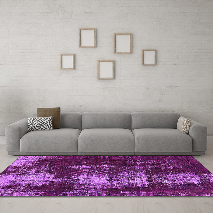 Machine Washable Abstract Purple Modern Area Rugs in a Living Room, wshabs5635pur