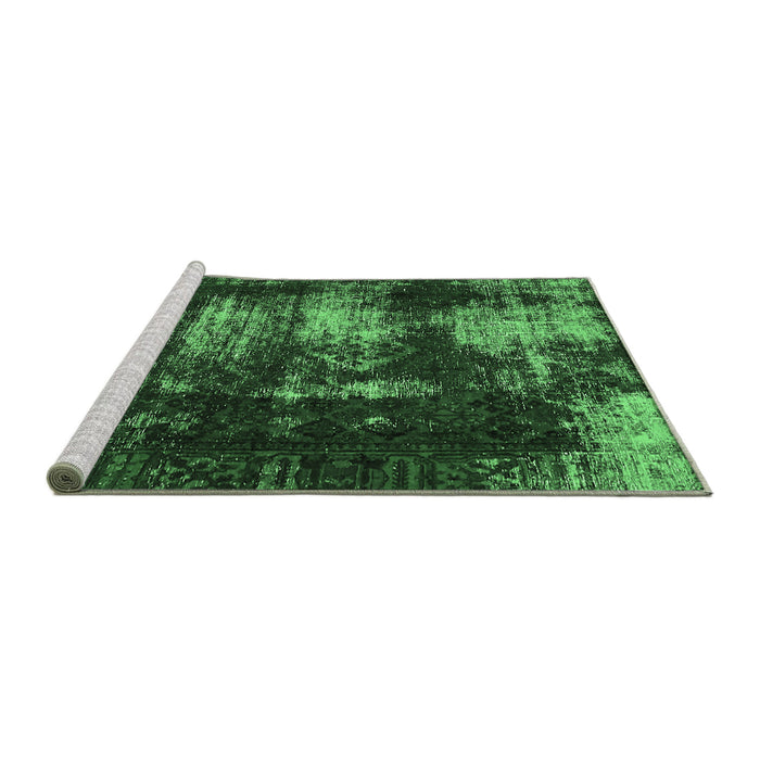Sideview of Machine Washable Abstract Emerald Green Modern Area Rugs, wshabs5635emgrn