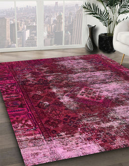 Machine Washable Abstract Pink Rug in a Family Room, wshabs5635