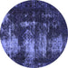 Round Abstract Blue Modern Rug, abs5635blu