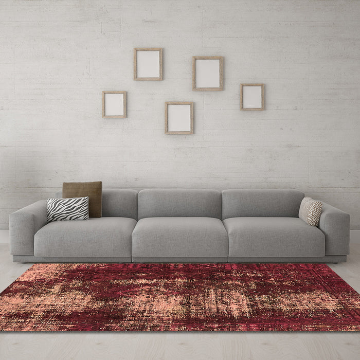 Machine Washable Abstract Brown Modern Rug in a Living Room,, wshabs5635brn