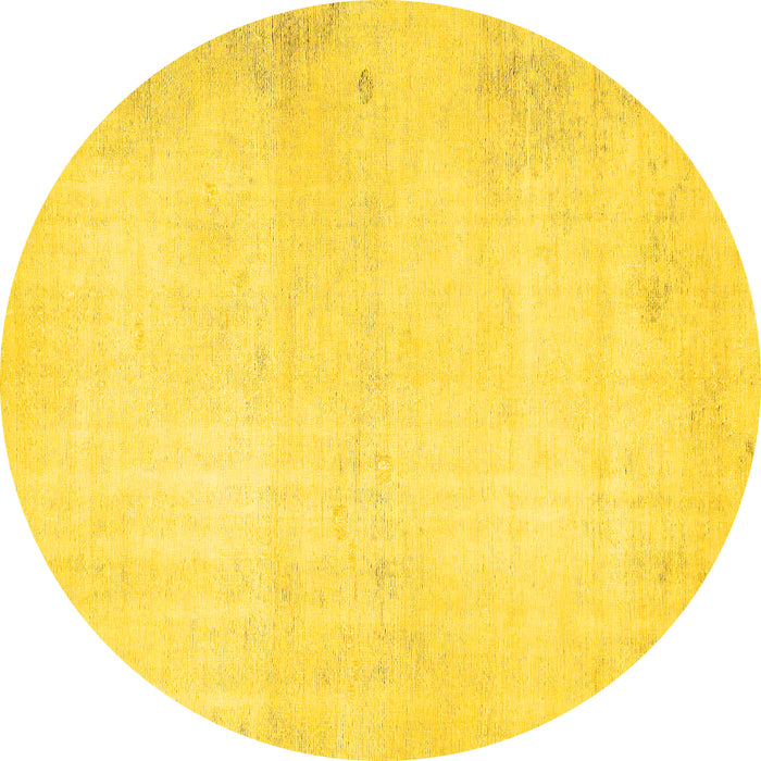 Round Solid Yellow Modern Rug, abs5636yw