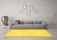 Machine Washable Solid Yellow Modern Rug, wshabs5636yw