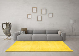 Machine Washable Solid Yellow Modern Rug in a Living Room, wshabs5636yw