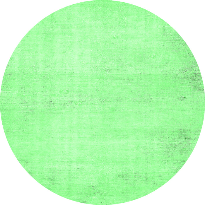 Round Machine Washable Solid Emerald Green Modern Area Rugs, wshabs5636emgrn