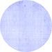 Round Solid Blue Modern Rug, abs5636blu