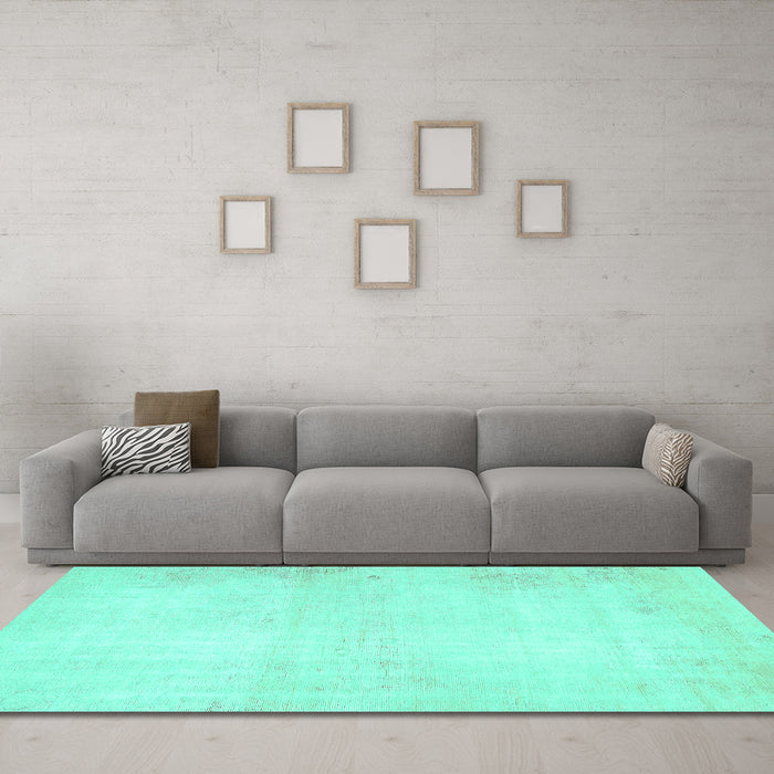 Machine Washable Solid Turquoise Modern Area Rugs in a Living Room,, wshabs5636turq