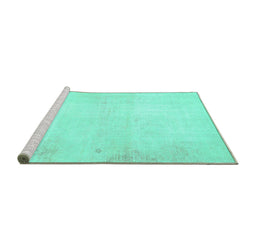 Sideview of Machine Washable Solid Turquoise Modern Area Rugs, wshabs5636turq