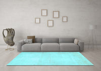 Machine Washable Solid Light Blue Modern Rug, wshabs5636lblu