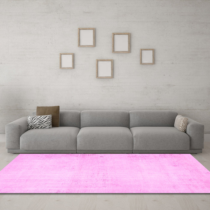 Machine Washable Solid Pink Modern Rug in a Living Room, wshabs5636pnk