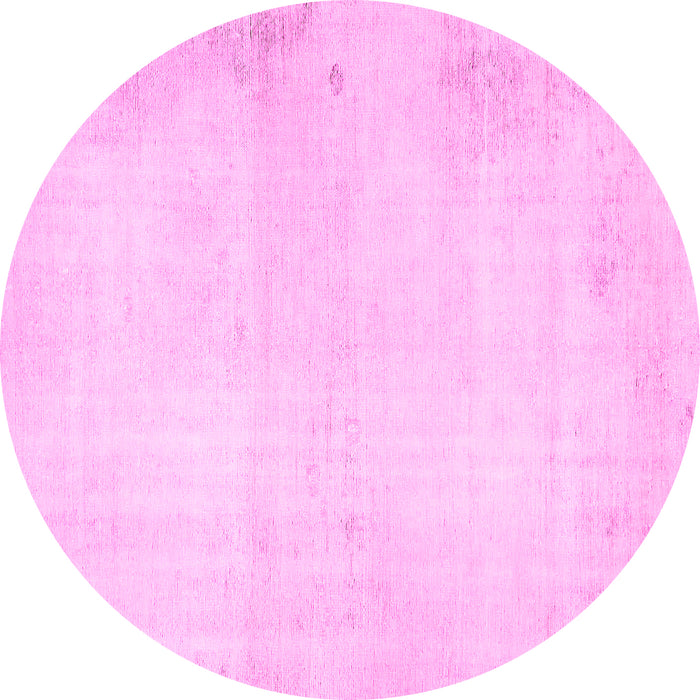 Round Machine Washable Solid Pink Modern Rug, wshabs5636pnk
