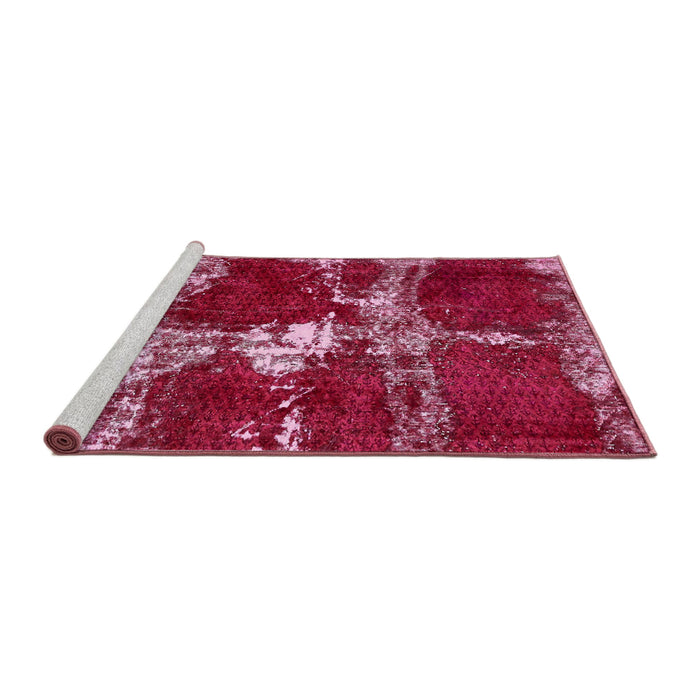 Sideview of Machine Washable Abstract Pink Rug, wshabs5637