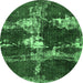 Round Persian Emerald Green Bohemian Rug, abs5637emgrn