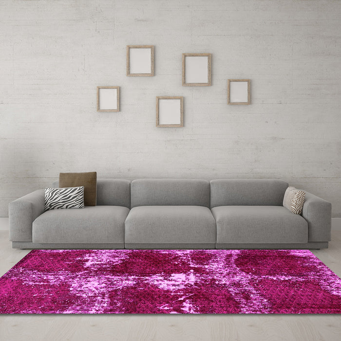 Machine Washable Persian Pink Bohemian Rug in a Living Room, wshabs5637pnk