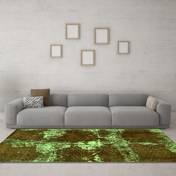 Machine Washable Persian Green Bohemian Area Rugs in a Living Room,, wshabs5637grn