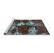 Sideview of Machine Washable Persian Turquoise Bohemian Area Rugs, wshabs5637turq