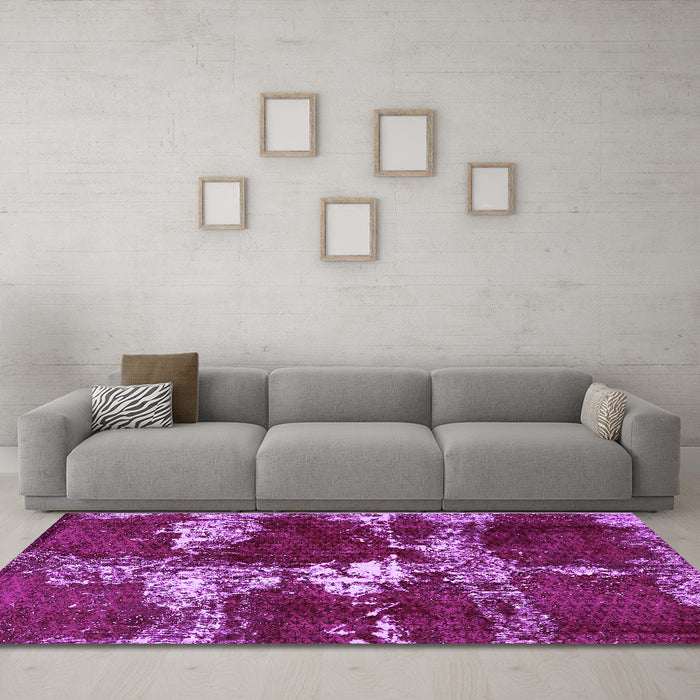 Machine Washable Persian Purple Bohemian Area Rugs in a Living Room, wshabs5637pur